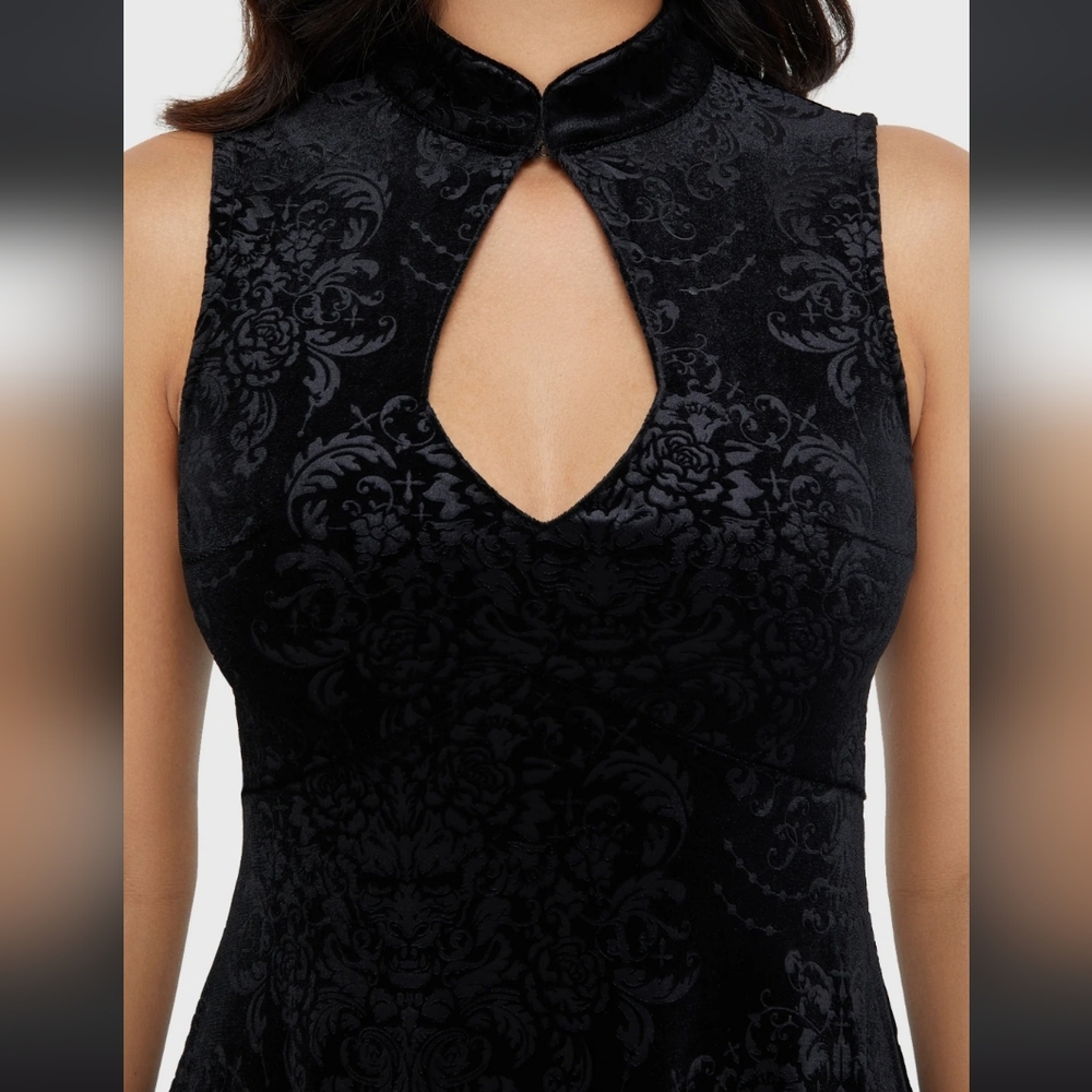 Killstar Black Velvet Patterned Dress - Picture 3 of 5